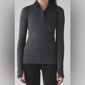 Lululemon Think Fast Pullover Heathered Herringbone Black Size 6